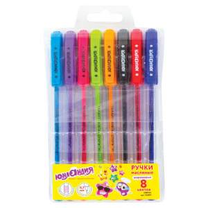 Набор ручек шариковых ЮНЛАНДИЯ, НАБОР 8 шт...